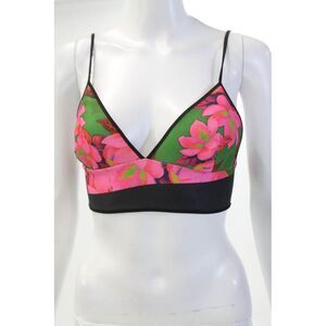 Clover Canyon Womens Floral Print V-Neck Bikini Top Pink Size M